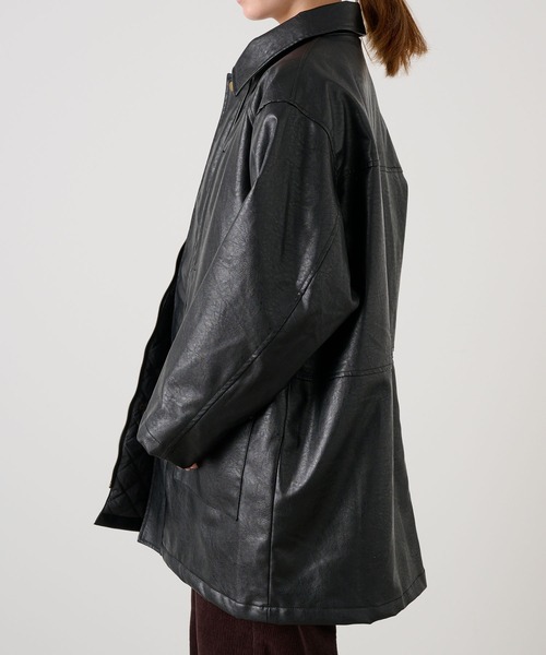 フェイクレザーオーバーサイズミディアムジャケット MONO-MART LADY'S