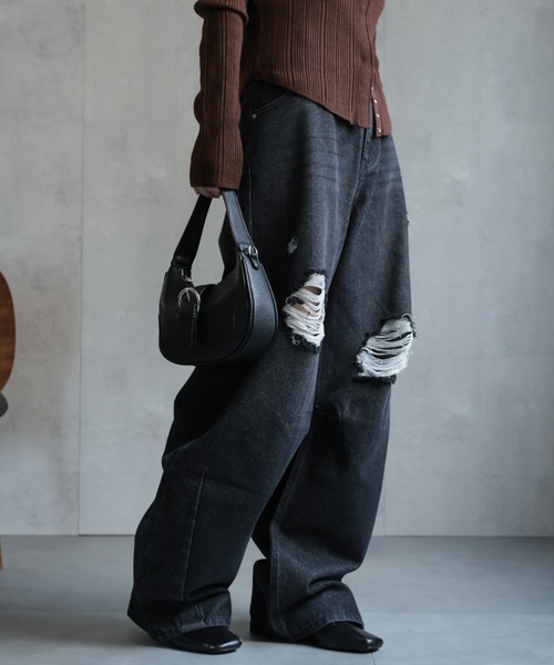 セール】デニムカーブパンツ / バレルレッグデニムパンツ《動画あり