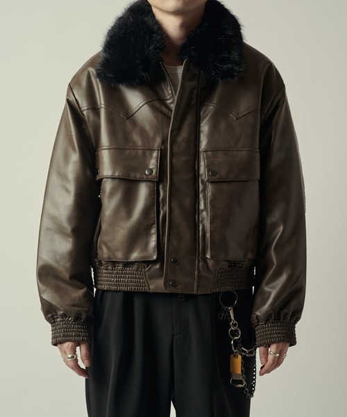 セール】SURJENT シンセティックレザーフライトジャケット（ブルゾン