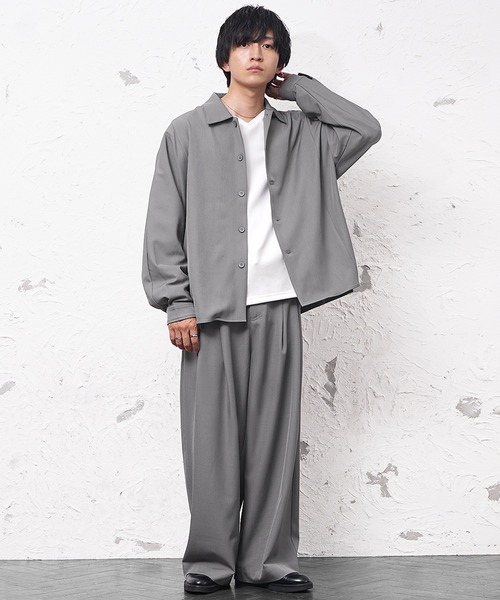 MinoriTY】極とろみ生地ドルマンシャツジャケット+ワイドスラックス