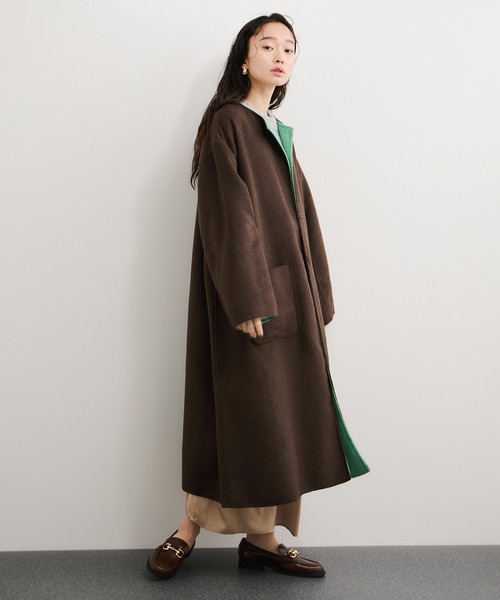セール】ダブルフェイスリバーシブルロングコート（その他アウター
