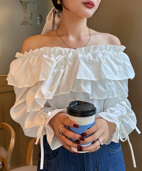 セール】オフショルダー フリル ブラウス（シャツ/ブラウス）｜efill