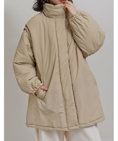 セール】[低身長サイズ有]2WAYミドル丈ダウンライク中綿ジャケット