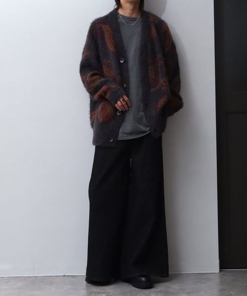 シャギー×モヘアタッチファー オーバーサイズ ニットカーディガン