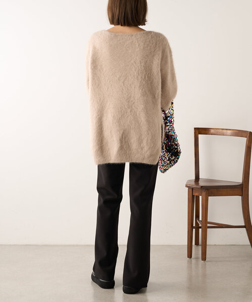 程よい抜け感/やわらかな肌ざわり】ファーカシミヤキーネックニット