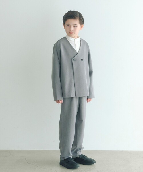 ノーカラージャケット + タックパンツ セット / キッズ 140cm-160cm