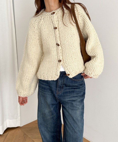 セール】El mar ウール混ローゲージカーディガン（カーディガン/ボレロ