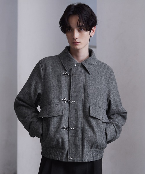 CLEL】Wool Blend Herringbone Tweed Fireman Blouson / ウール