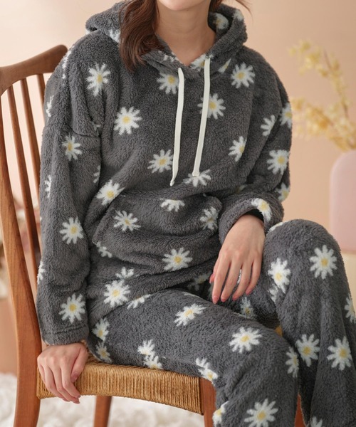 ふんわりモコモコ温活上下セット】ボアフリースパーカー＆パンツセット
