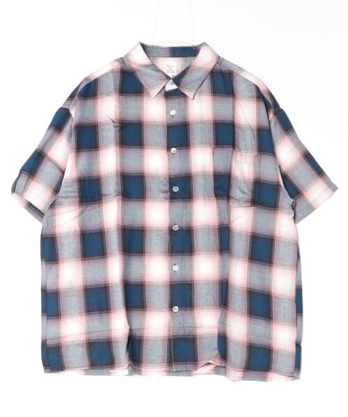 セール】Revo. オンブレ レーヨンチェック SSシャツ（シャツ/ブラウス