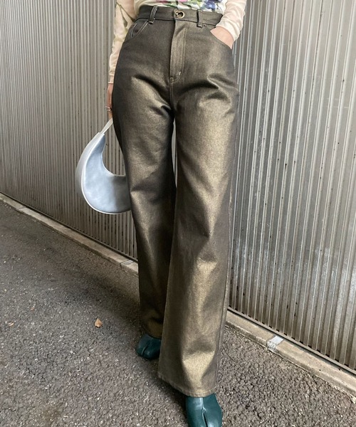 Ameri（アメリ）の「LONG STRAIGHT FOIL DENIM（デニムパンツ）」 - WEAR