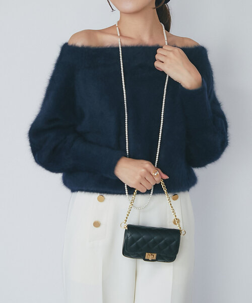 セール】ヘアリーウールカシミヤ混オフショルニット（ニット/セーター