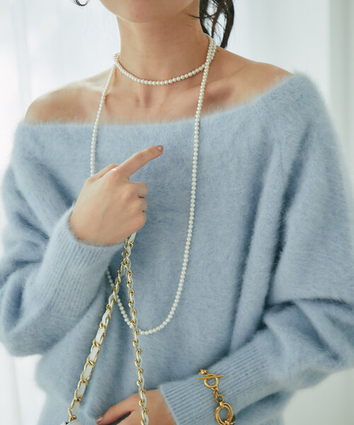 セール】ヘアリーウールカシミヤ混オフショルニット（ニット/セーター