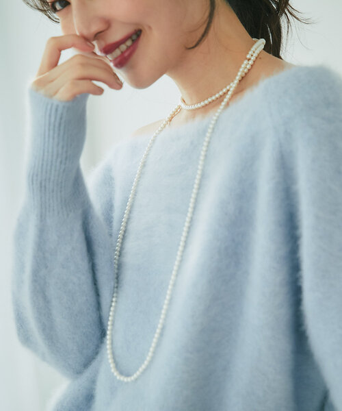 セール】ヘアリーウールカシミヤ混オフショルニット（ニット/セーター