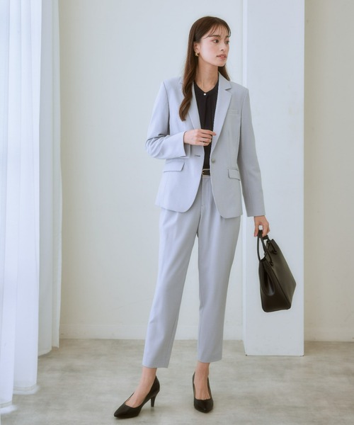 洗える】タテヨコストレッチテーラードパンツスーツ（ジャケット＋9分