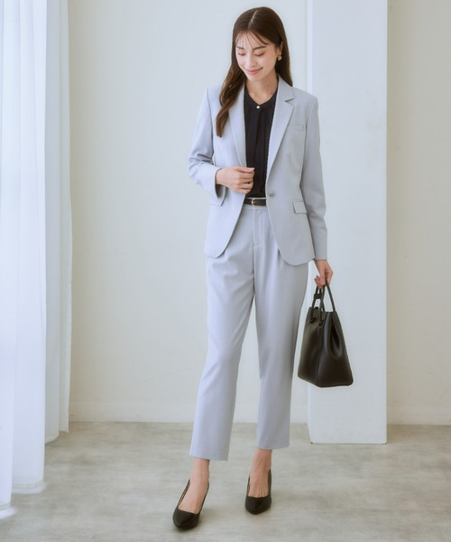 洗える】タテヨコストレッチテーラードパンツスーツ（ジャケット＋9分