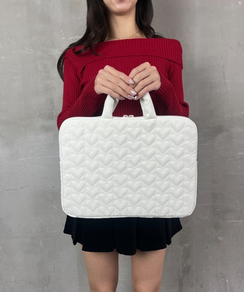 セール】【PCグッズ】ふわふわハート キルティング / PCバッグ PC