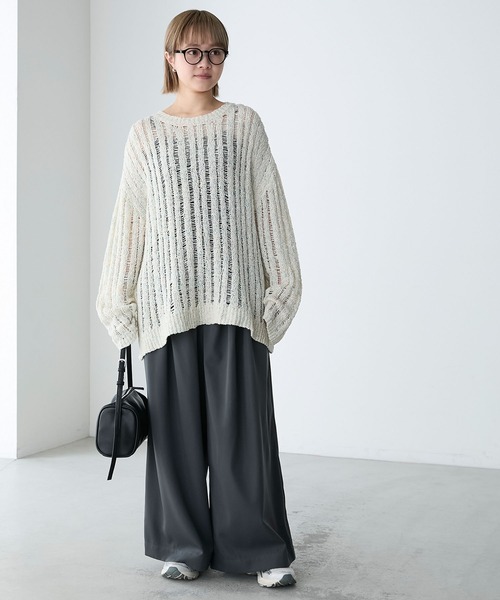 forksy.】ミックスニット透かし編みプルオーバー forksy.│MONO-MART