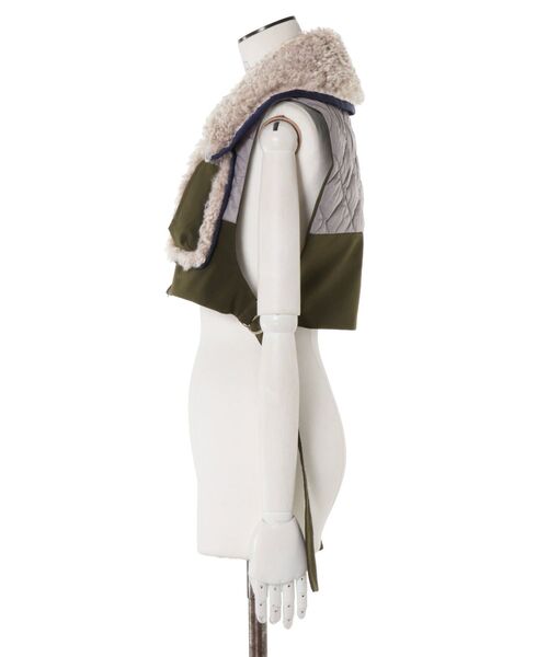 UN3D.（アンスリード）の「BIG COLLAR FABRIC MIX VEST / ビッグカラー