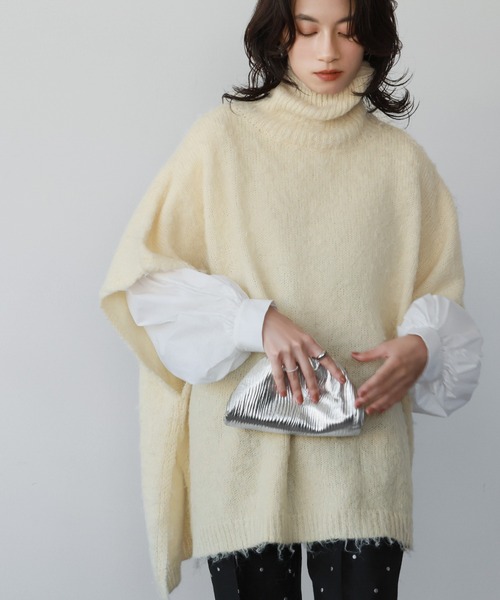 セール】ハイネックドルマンニットポンチョ（ニット/セーター