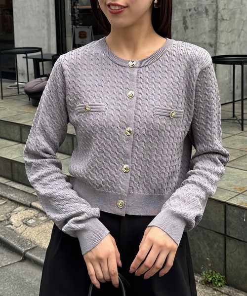 セール】金釦ケーブルチビカーディガン（カーディガン/ボレロ）｜Chico