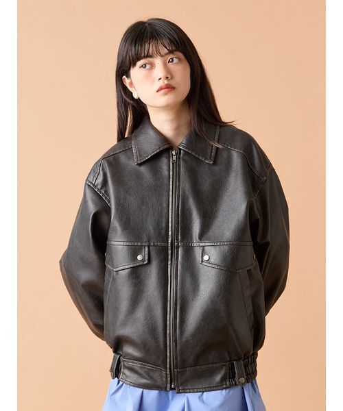 セール】ヴィンテージフェイクレザーブルゾン（ブルゾン）｜LILY BROWN