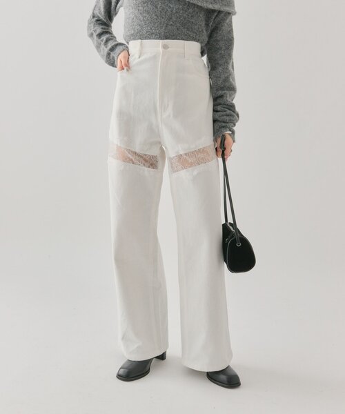 mystic（ミスティック）の「【ウエスト調整可能！】レース切替デニム