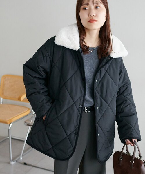 セール】【WEB限定】襟ファーキルトジャケット（ブルゾン）｜DISCOAT