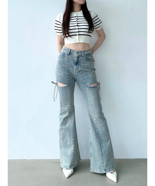 追加生産分】カットアウトリボンデニムパンツ（デニムパンツ