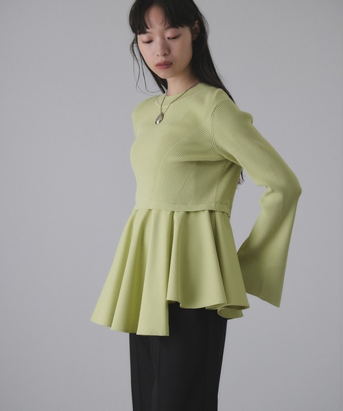 サステナブル】ペプラムコンビニットプルオーバー（Tシャツ/カットソー