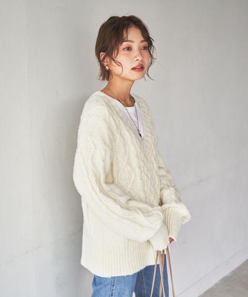 coen（コーエン）の「［洗える］2WAYケーブル編みニット（ニット