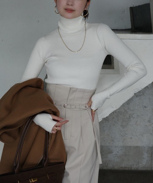 セール】シルクカシミアブレンドフィットリブタートルニット（ニット