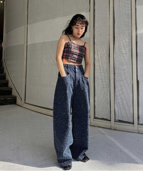 Ameri（アメリ）の「MEDI SCRATCH OVAL WIDE DENIM（デニムパンツ