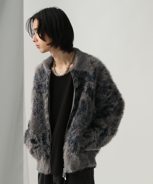 HARE（ハレ）の「MIXヤーンフラワーニットブルゾン(HARE)（ニット