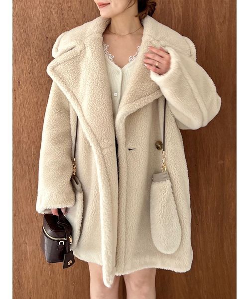 セール】ECOPELボアミドルコート（ムートンコート）｜FRAY I.D（フレイ