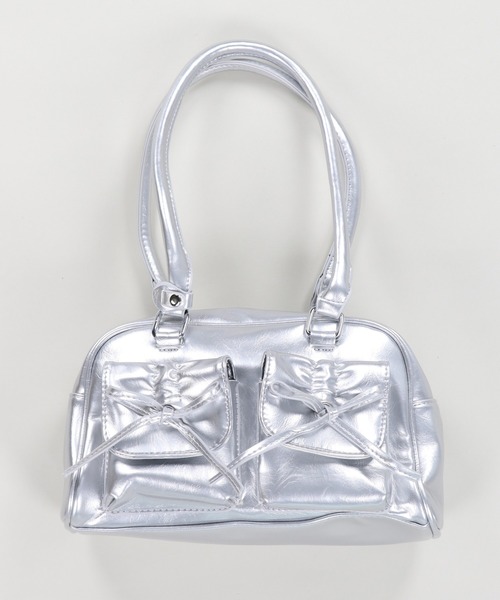 リボンポケット 合皮ハンドバッグ / 500mlペットボトル収納可能