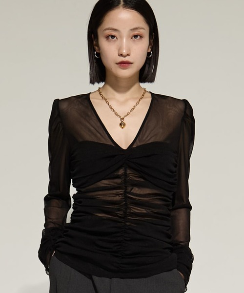 FETICO/フェティコ】《STUDIOUS別注》TULLE GATHERED TOP/チュール