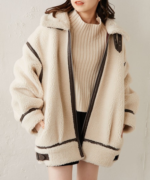 Chico（チコ）の「【Web限定】ムートン風フライトボアジャケット