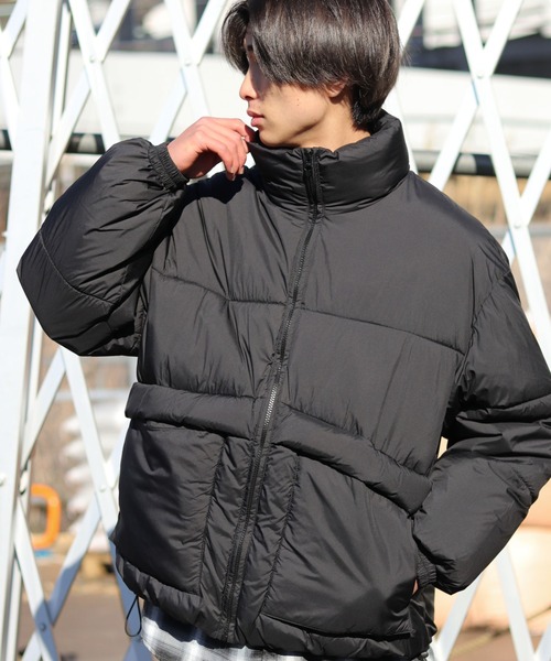 セール】スタンドネック フェイクダウンジャケット メンズ レディース