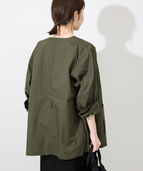 追加》ノーカラーサファリブルゾン（その他アウター）｜SLOBE IENA