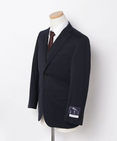 ベスト付き】スリーピーススーツ シャドウストライプ ネイビー（スーツ