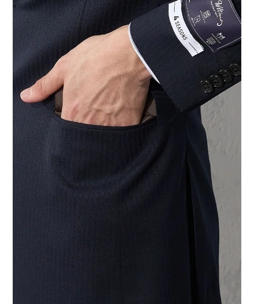 ベスト付き】スリーピーススーツ シャドウストライプ ネイビー（スーツ