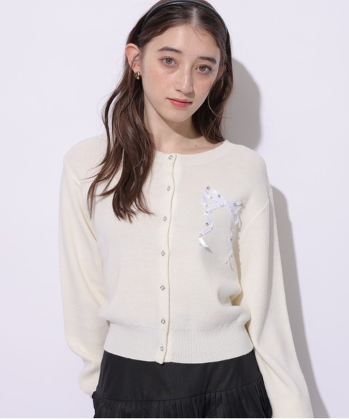 リボンテープ刺繍カーディガン（ニット/セーター）｜Rirandture（リ