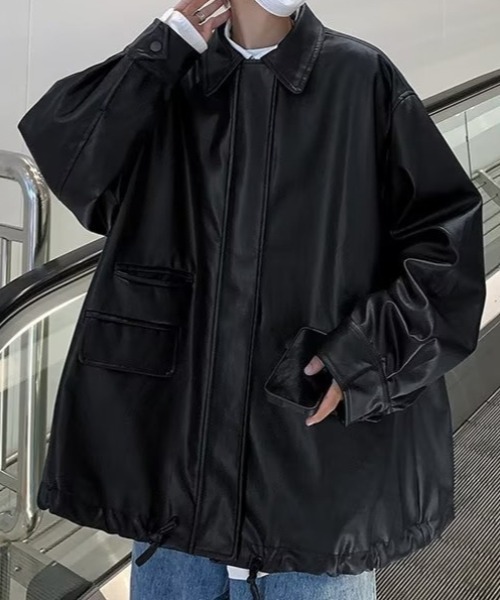 ヴィンテージライクな雰囲気がたまらない。オーバーサイズ PUレザー