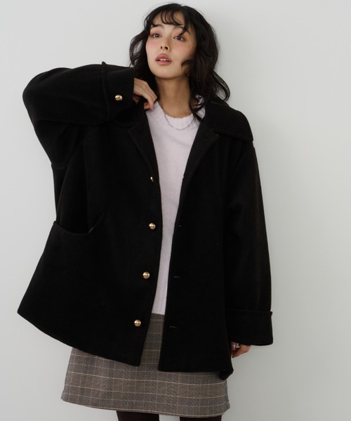 セール】金釦ミドルコート（ステンカラーコート）｜Unitage