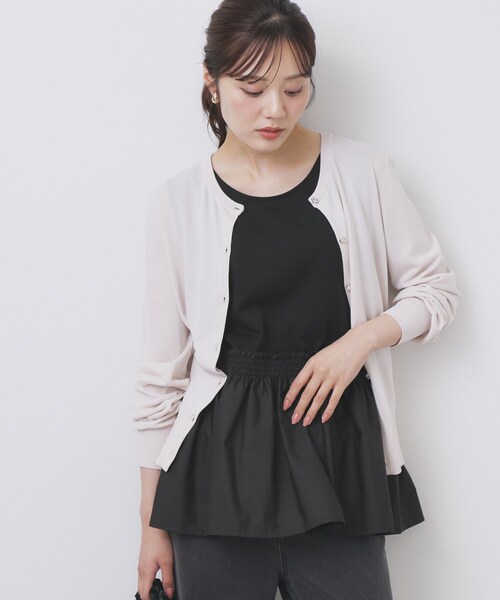 ノースリペプラムドッキングトップス【洗濯機洗い可/接触冷感】（T