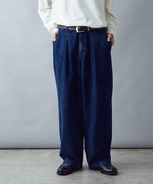 セール】【ainode】mishima タックテーパードパンツ（デニムパンツ