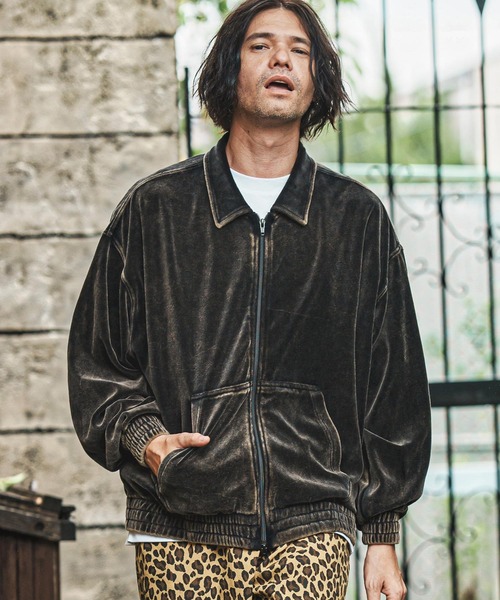 mj11007- エイジング加工ベロアスイングトップブルゾン（ブルゾン