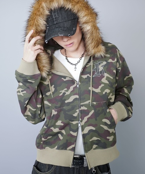 セットアップ可能】2WAY短丈ダブルジップパーカー/ライトストーン/ワン