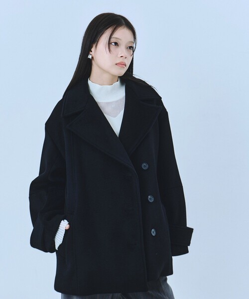 再入荷なし！】SUPER140ラペルショートコート｜ウール/保温/冬服